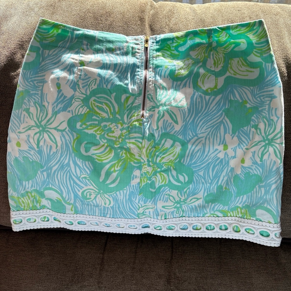 Lilly Pulitzer Pansy Skort Skirt Lagoon Green Wave Rider Sz 4 Lace - Picture 4 of 6